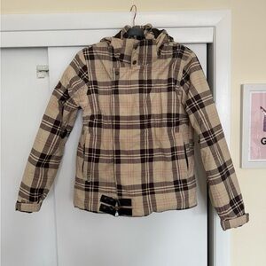 Burton Plaid Ski Jacket - Beige and Brown